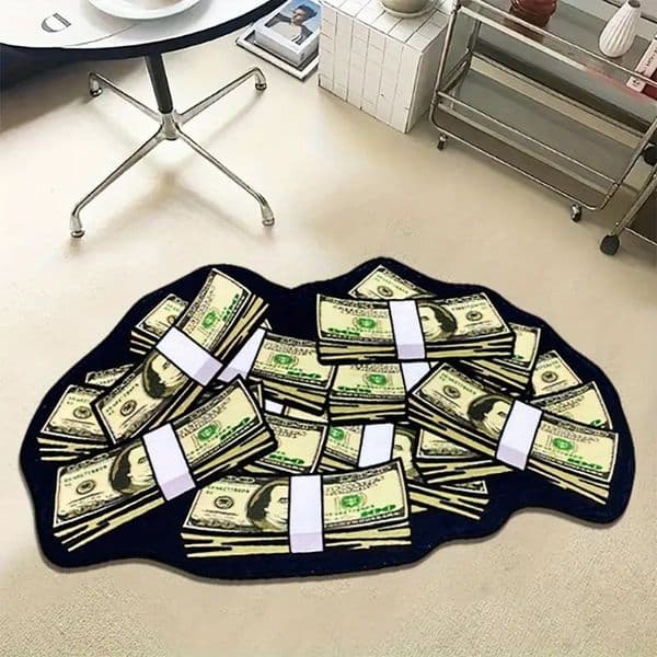 VIKAMA Fun Us Dollar Imitation Cashmere Carpet Entrance Creative Cushion Soft Comfortable Bedroom Bed Rug Home Decoration