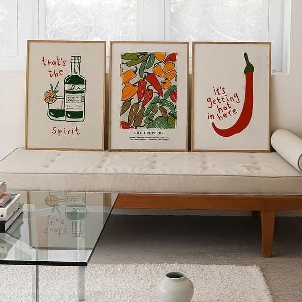 Japanese Hot Chilli Pepper Wall Art Posters Prints Nordic Canvas Paintings Drink Wine Aesthetic Pictures for Kitchen Home Decor