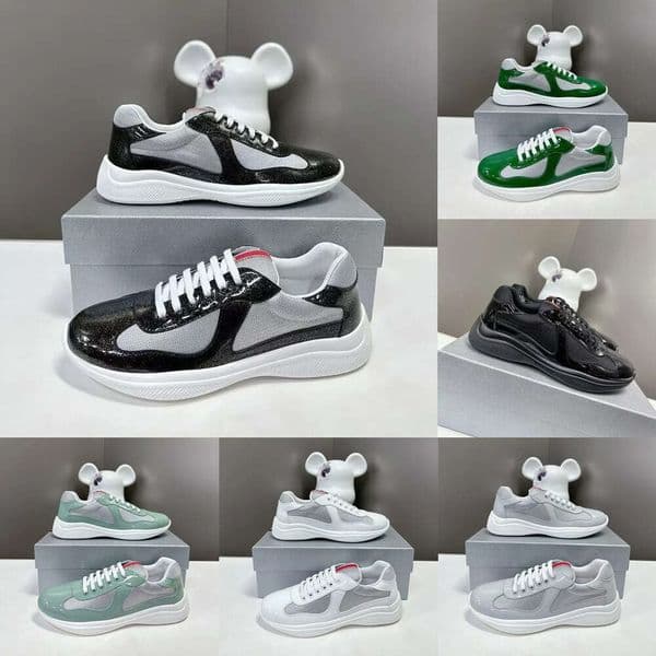Designer Men Sneakers Low Leather Lace Up Black Green Yellow Fashion Round Toe Sport Casual Shoe Comfortable Running Shoes