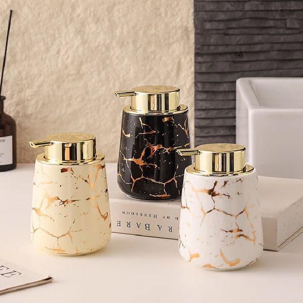 Marble Ceramic Emulsion Bottle Foam Hand Sanitizer Bottle Ceramic Shower Gel Bottle Household Bathroom Soap Dispensers 450ML