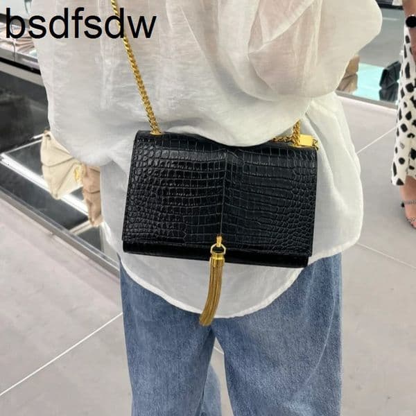 y bag Tote designer women crossbody bag crocodile print black white shoulder bag mirror quality designer bag luxury bag genuine lether fashion flip bag chain di