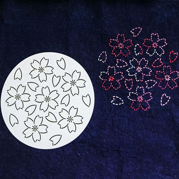 Sashiko Stencil,Sashiko embroidery pattern,Japanese traditional pattern,Quilt stitch mold,Cherry blossom,coaster pattern