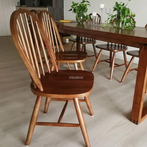 ModernDining Chair for Kitchen American Minimalist Ins Solid Wood Dining Chairs Backrest Windsor Chair Sword Back Peacock Chair