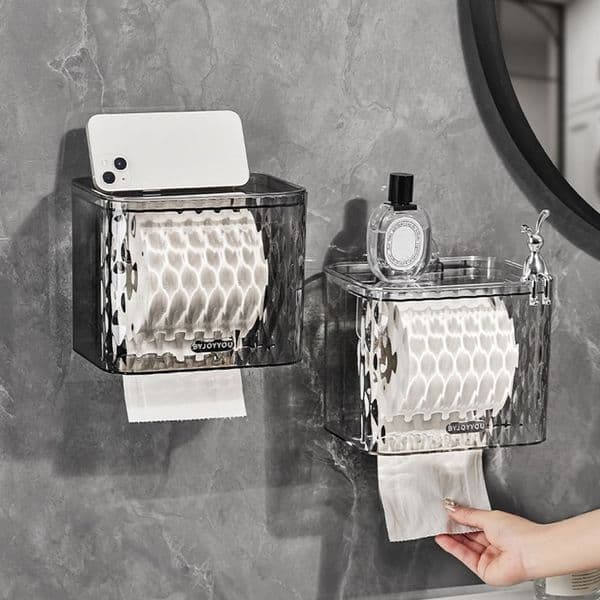 Wall Mounted Toilet Tissue Box Punch-Free Waterproof Tissue Storage Box Suction Cup Bathroom Accessories