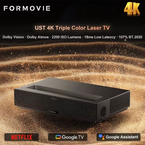 2025 NEW Theater Premium Ultra Short Throw 4K Projector Triple Color Laser 2200 ISO Lumens Official Certified Google TV Netflix