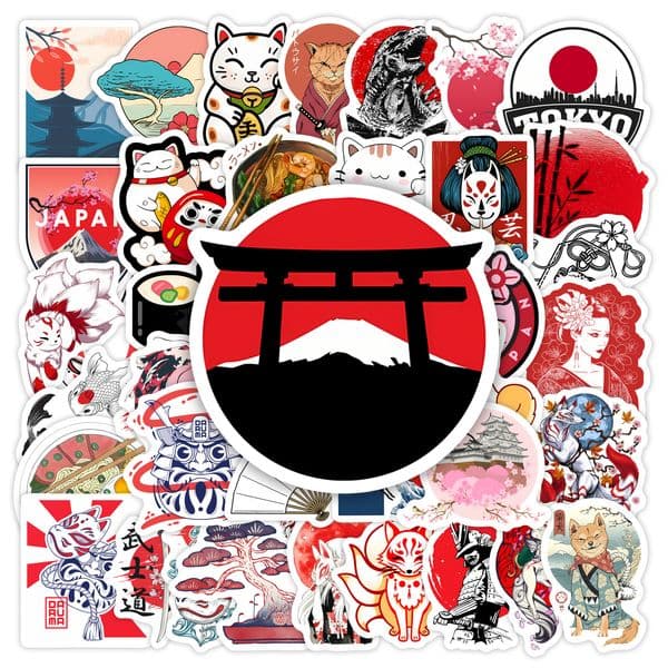 Cartoon Traditional Japanese Culture Stickers DIY Toy Gift Waterproof Decal for Phones Laptops Bottles Scrapbook Luggage Decorat