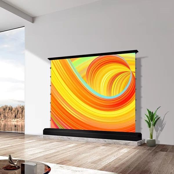 2025 NEW Ambient Light Rejecting ALR Electric Floor Ascending Projector Screen With Remote Control/Voice Control