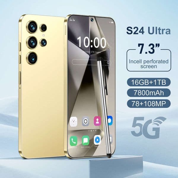 I15 I16 5G Phone S24 Ultra True 4G Octa-Core 2+16 Middle Punch Hole 7.3inch All-in-One