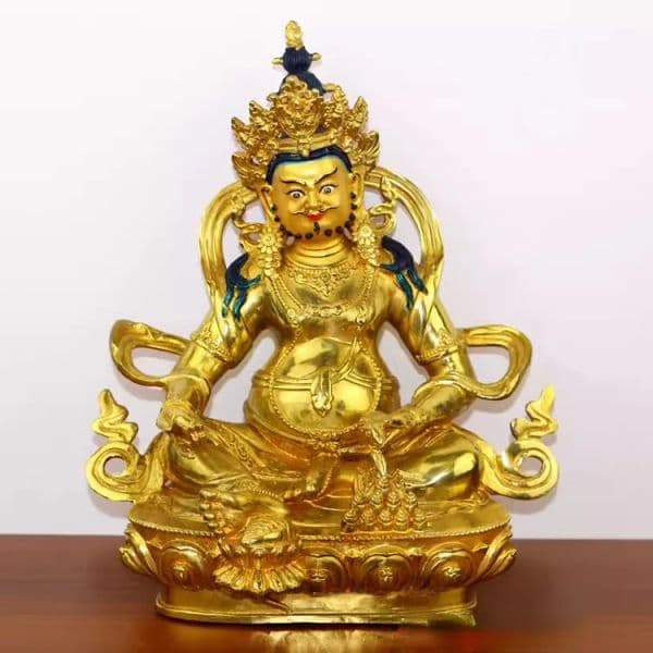 Feng Shui Lucky Copper Yellow God of Wealth Buddha Statue Tantric Home Office Decor