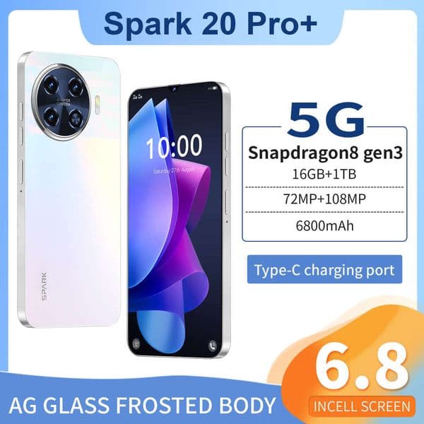 A2 I15 I16 5G Spark 20 Pro+ Phone 16+1T Android 6.8inch Smartphone