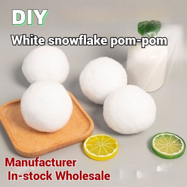 White Ball Christmas Snowflake for Clothing Toy Accessories Decoration Polypropylene Yarn DIY Pom