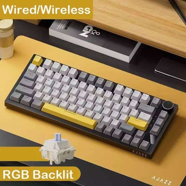 AZZ Ak820 Pro Wired&Wireless Mechanical Gaming Keyboard Tri-Mode RGB Backlit Hot-Swappable Switches,70% Compact Layout,Pc/