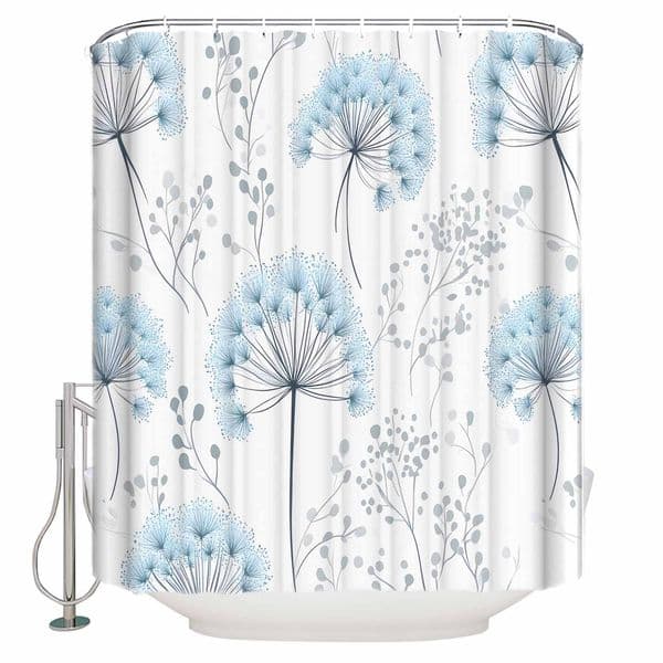 Country Pastoral Dandelion Plant Bathroom Shower Curtain Artistic Colorful Bath Rug Decoration for Home Decor