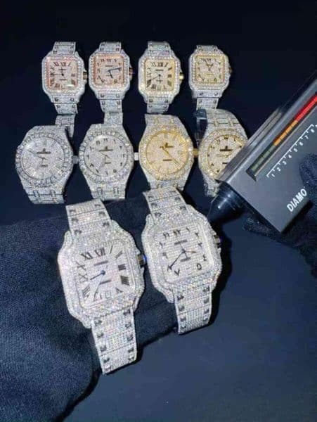 vvs diamond for Men/Women - Honeycomb watches Inlay Hip Hop iced out moissanite Crystal mossinate watch b84