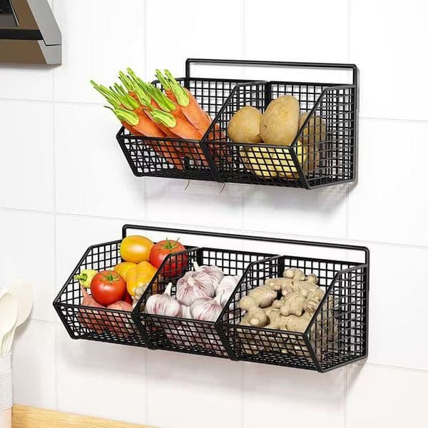 No Drilling Needed Scallion Ginger Garlic Storage Basket - Kitchen Seasoning Rack