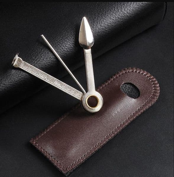 Tobacco Pipe Cleaner Presser Pressing Rod Pass Needle Cleaner Knife Tamper Tool Cleaning Tool With Leather Case Bag