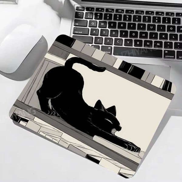 Black Cat Mousepad Small Office Computer Desk Mat Table Keyboard Big Mouse Pad Laptop Cushion Non-Slip Deskpad Home Decor