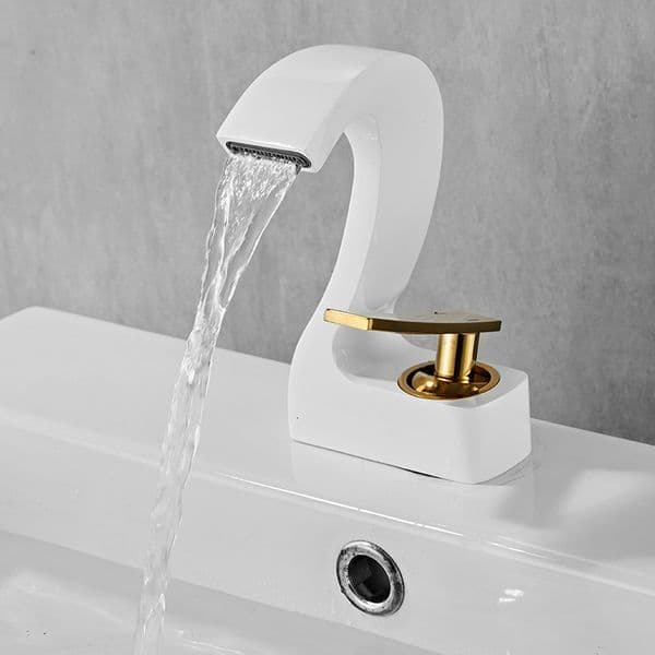 Copper with Hot and Cold Water, Waterfall Style, Basin for Washbasin, Artistic Platinum Faucet