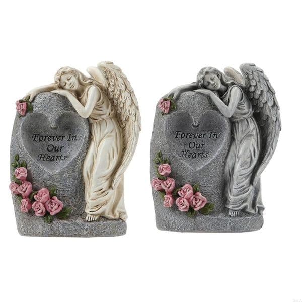 MXLA Cemetery Angel Solar Vase Resins Statue Decoration For Garden And Memorials Site