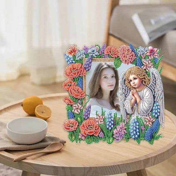 Special Shape Angel Rhinestone Tabletop Photo Frame Kit Table Top Diamond Painting Frame Kits Diamond Painting Picture Frame