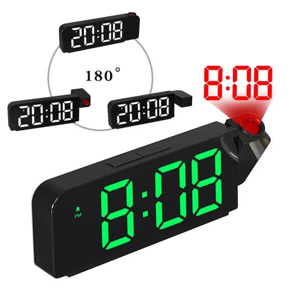 Projection Alarm Clock LED Digital Alarm Clock Temperature/Date Display Desk Alarm Clock Adjustable Brightness for Home Office