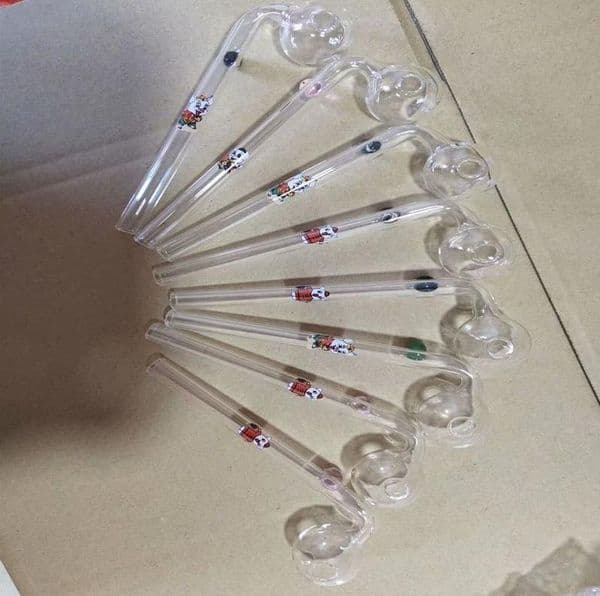 Smoke Pipes Hookah Bong Glass Rig Oil Water Bongs Cartoon printed pig glass long curved pot