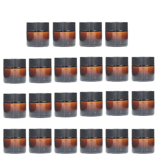 24pcs 5/10ml Glass Amber Cosmetic Face Cream Refillable Bottles Empty Makeup Jar Pot with Cap Lip Balm Sample Lotion Container