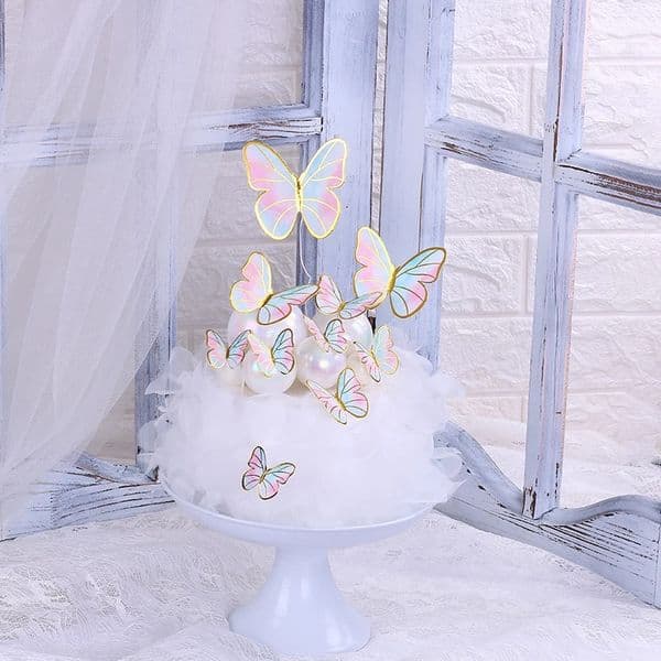 Butterfly cake topper, pink, purple,happy birthday decoration,wedding, bride,party, baby shower, cupcake, baking decor, DIY flag