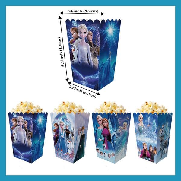 6/24pcs Frozen Birthday Party Popcorn Box Candy Box Elsa Anna Biscuit Box Birthday Food Box for Kids Baby Shower Supplies