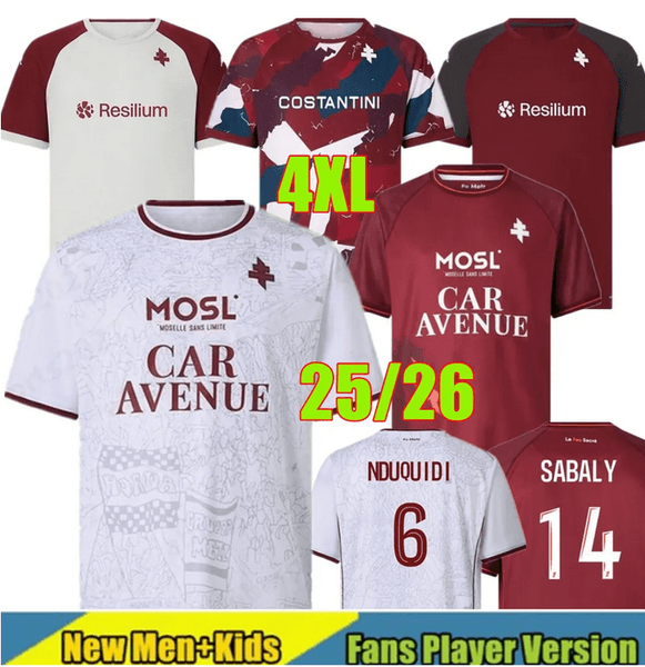 4XL 25 26 FC METZ Soccer Jerseys P. A.DIALLO JALLOW NIANE 03 04 MAZIZ UDOL maillots de foot YADE JOSEPH DANLEY SABALY 2025 2026 home away 3rd VAGNER BOULAYA football