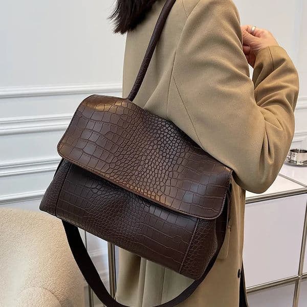 Pattern Women Shoulder Messenger Bag Large Capacity Retro Flap Tote For Female Casual Pu Leather Solid Commute Handbag 250704