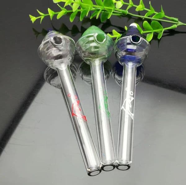 Glass Smoking Pipes Manufacture Hand-blown bongs Colored Dolphin Love Big Head Glass Pipe