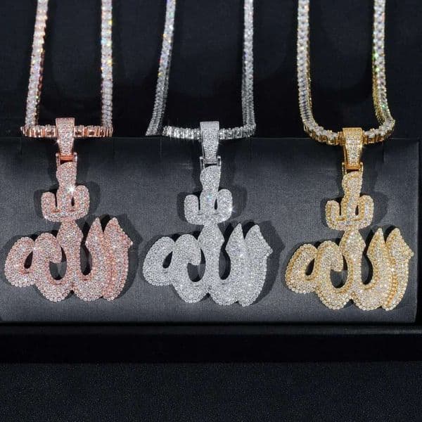 Designer necklaces pass 100% diamond testGRA Fine Sterling Sier Gold Plated Dia Iced Out Hip Hop Jewelry Custom Moissanite Allah Pendant