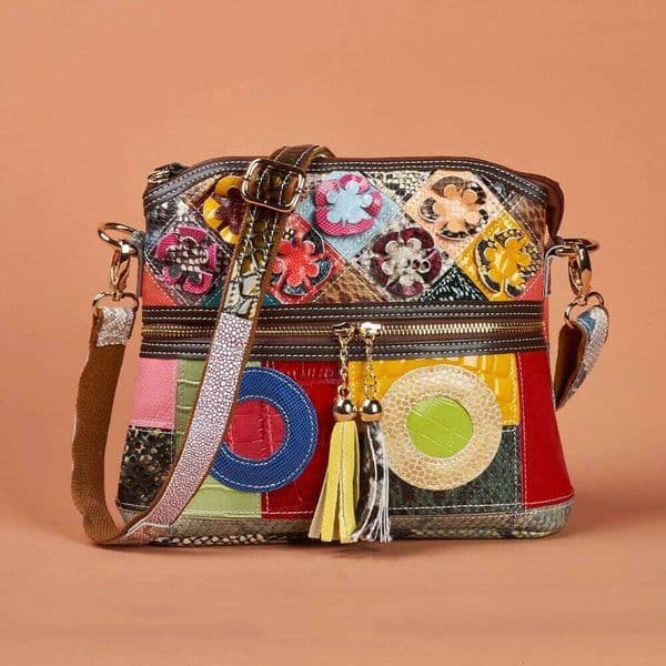 Designer Bags Cowhide Messenger For Women: Waterproof Snake Print & Floral Design, Compact Crossbody Bag With Adjustable Tassel Strap Luxury Bag