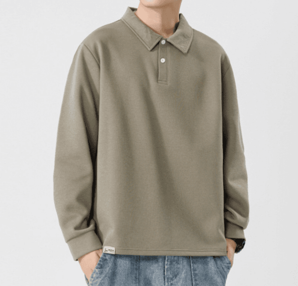 219 Men Long-sleeved Autumn and Winter Heavy Loose Solid Color Lapel Youth Casual