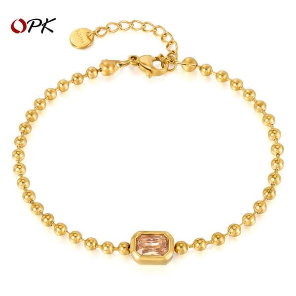 OPKINS Style Bracelet for Women Stainless Steel Fashion Versatile Commuting Style Personality Round Bead Titanium Steel Jewelry