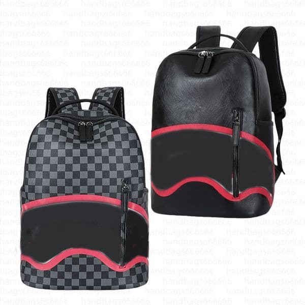 Shark backpack designers travel designer backpack men leather large capacity street stylish black simple plaid zipper luxury designer bag fashion school te15