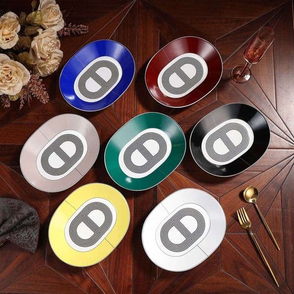 Korean Style Simple Ceramic Western Dining Japanese Light Luxury Household Dish Fruit Dessert Salad Plates 1235
