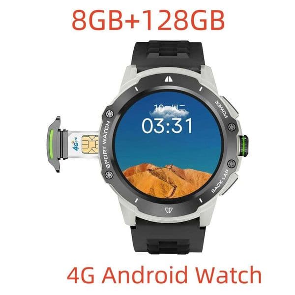 1.43'' Amoled 4G Smart Watch With Camera GPS WIFI Heart Rate Tracker Step Count 8Gb+128Gb Memory Android Smartwatch For Men