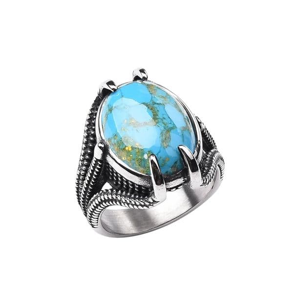Men's Trend High Quality 316LStainless Steel Onyx Claw Rings Classic Vintage Fashion Jewelry Products