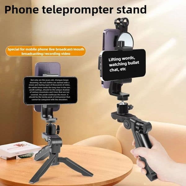 Teleprompter Prompter Clip For Phone Live Broadcast Desktop Handheld Stand Video Subtitle Speech Read Tripod Accessories