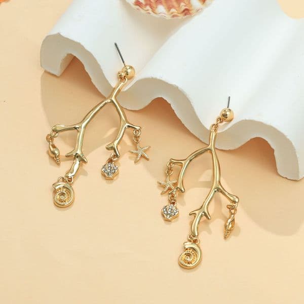 HOT Summer Beach Vacation Alloy Starfish Conch Sea Urchin Women's Earrings