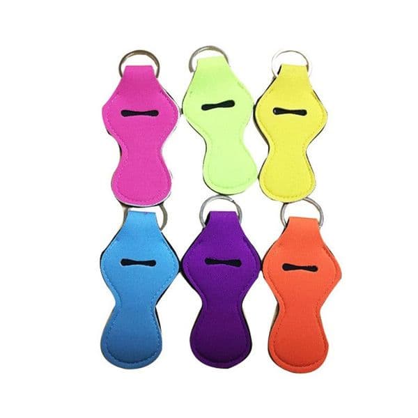 Fast Shipping Hot Selling Monogrammed Solid Color Neoprene Keychain Holder Chapstick Holder Lipstick Factory Wholesale LX0427