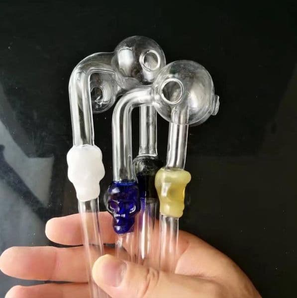 Color skull bones bent pot Wholesale Bongs Oil Burner Pipes Water Pipes Glass Rigs Smoking