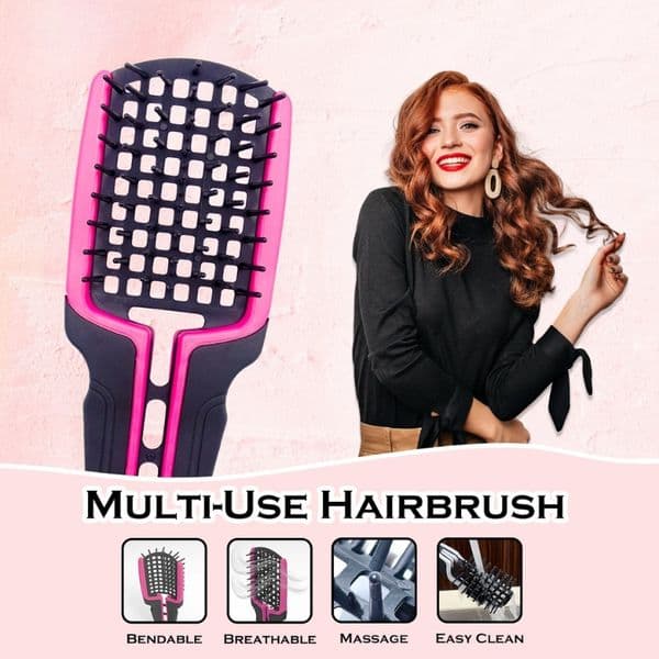 Multifunctional hair massage comb, used for styling, Detangling & Volume Using the equipped angle clip, you can change from a flat comb to a cylindrical comb.