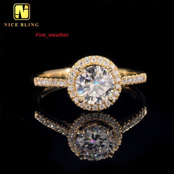 Pass Diamond Tester Diamond Wedding Ring Women Round Cut VVS Moissanite 10K Real Gold Engagement Rings for Women