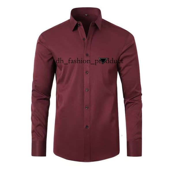 praded Designer men's shirt classic prafa men's long sleeved padel T-shirt men's polo shirt men's business casual shirt luxurious fabric simple style 1db