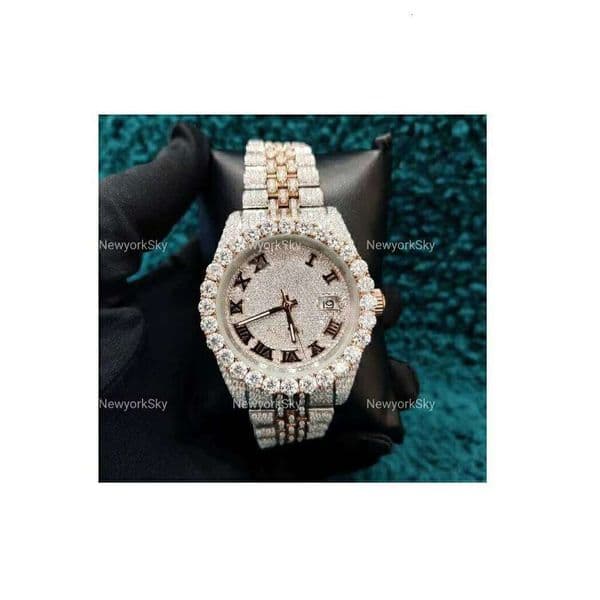VVS Moissanite Dia Handmade Men's Watch High Quality Fine Jewelry Automatic Quartz Movement Stainless Steel Glass