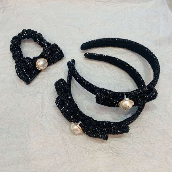 Designer Party Favor Pearl Bowknot Hair Clasp Hair Accessories Vintage Headband Hair Tie Velet C for Birthday Christmas Wedding