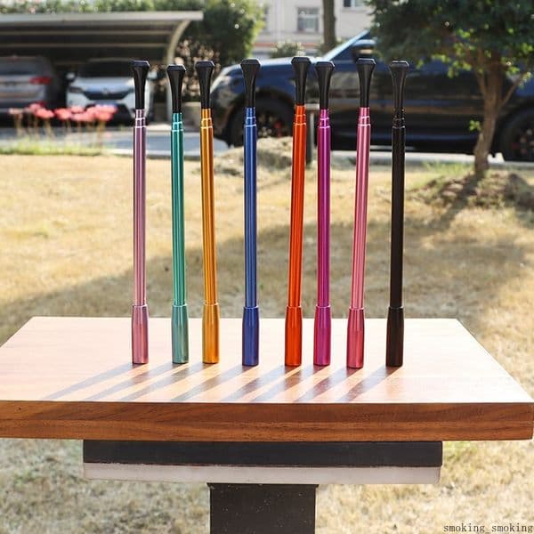 Telescopic Metal Tobacco Pipe Women Retractable Vintage Cigarette Long Slim Elegant Smoking Tube Portable Mouthpiece Holder for Lady 9 Color
